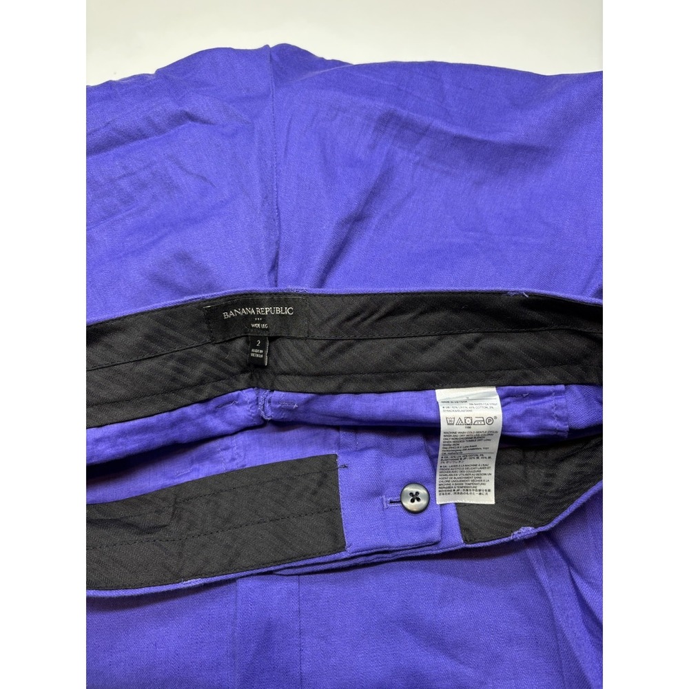 Banana Republic Pants Womens 2 Purple Linen Blend Wide Leg Office Career - Picture 3 of 8